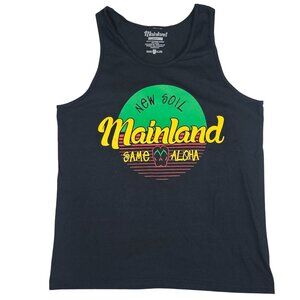 Mainland Mens Black Tank Top New Soil Same Aloha Graphic Large 100% Cotton